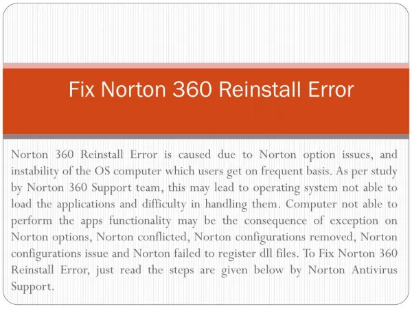(1800) (431) (268) Fix Norton 360 Reinstall Error