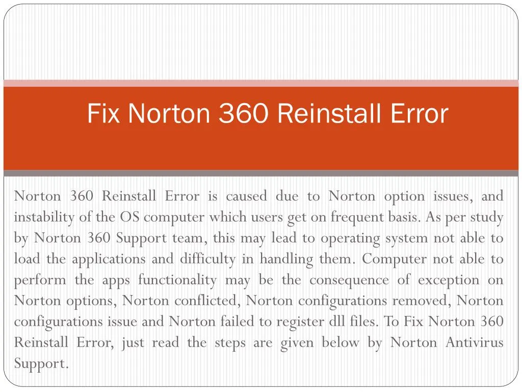 fix norton 360 reinstall error