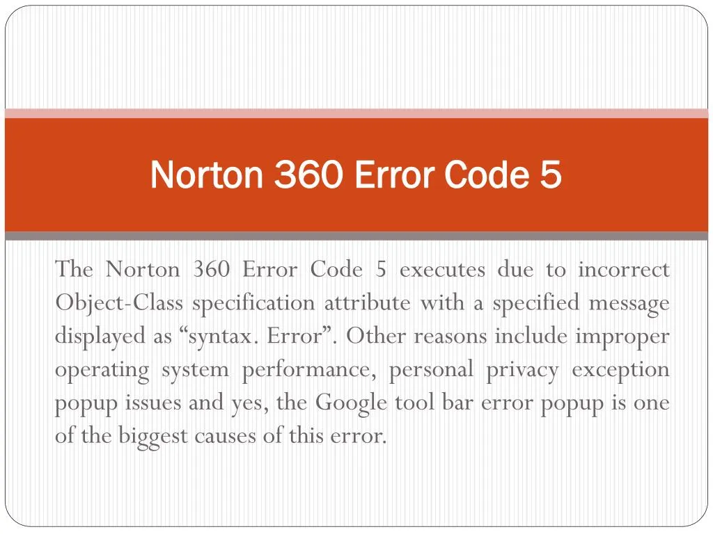 norton 360 error code 5