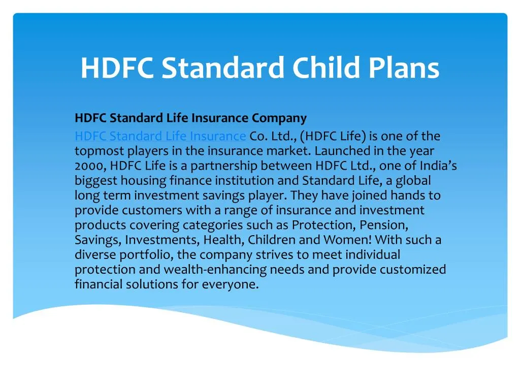 hdfc standard child plans