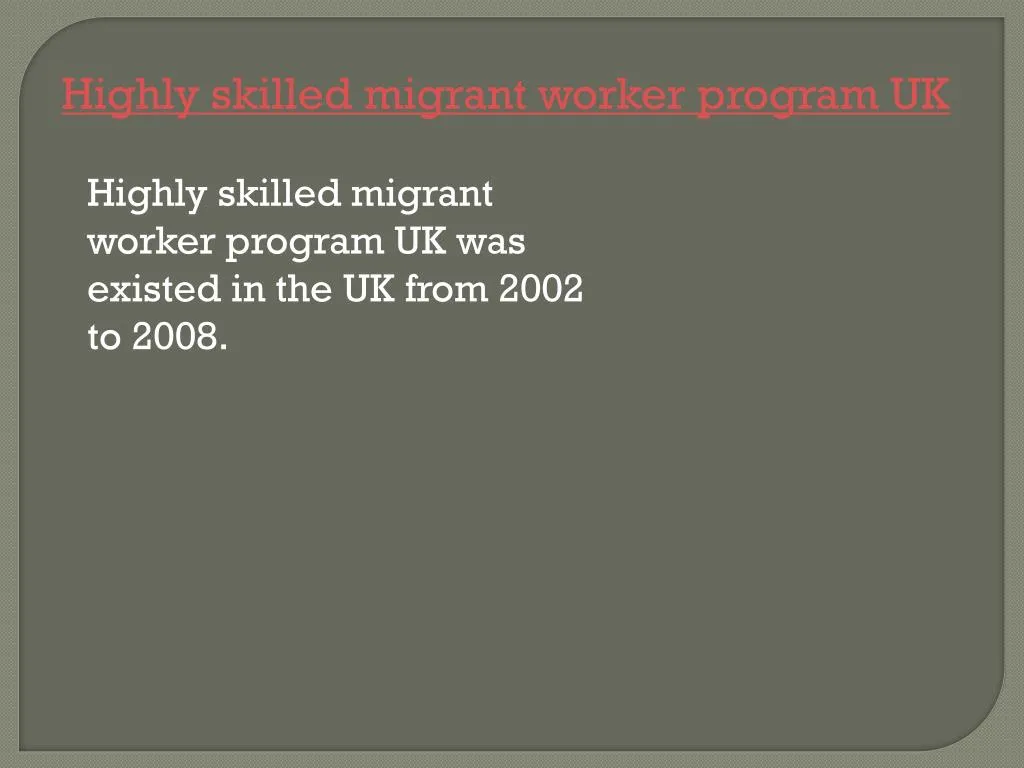 highly skilled migrant worker program uk