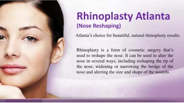 Rhinoplasty Atlanta (Nose Reshaping)