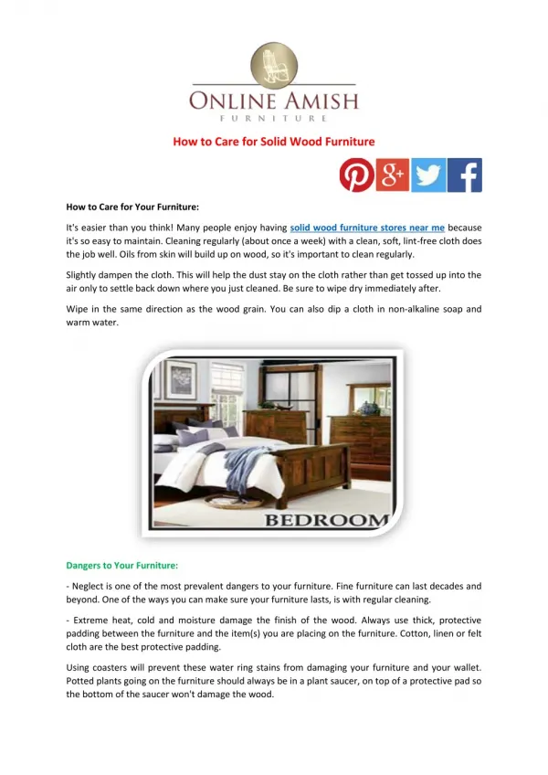 How to Care for Solid Wood Furniture