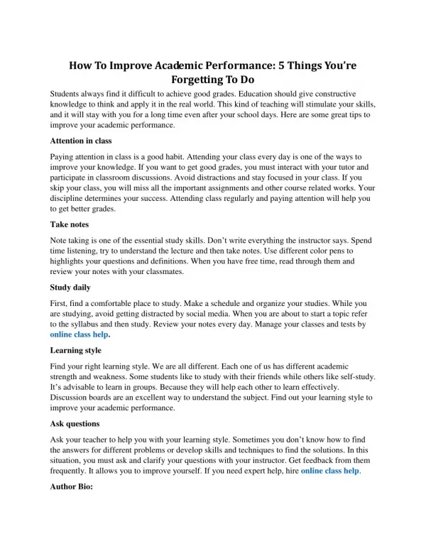 how to improve academic performance 5 things