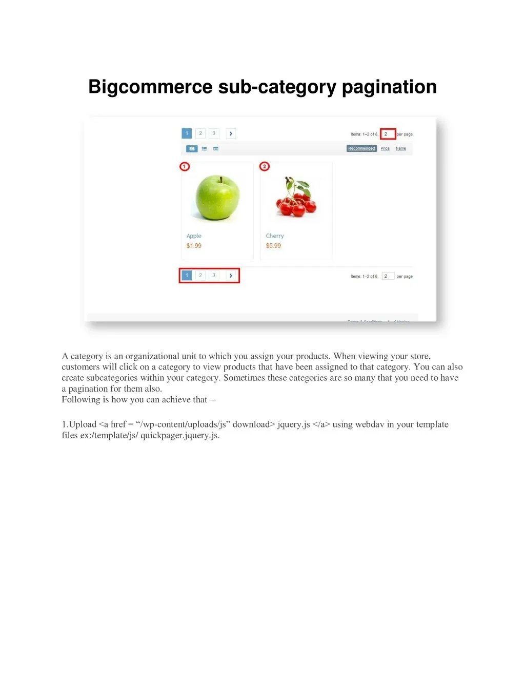bigcommerce sub category pagination