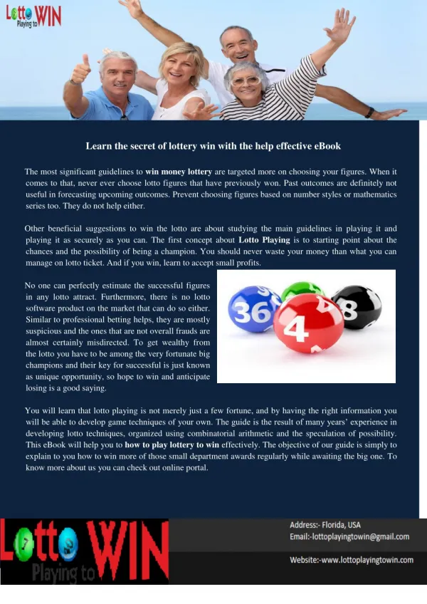 Learn the Secret of Lottery Win With the Help Effective eBook