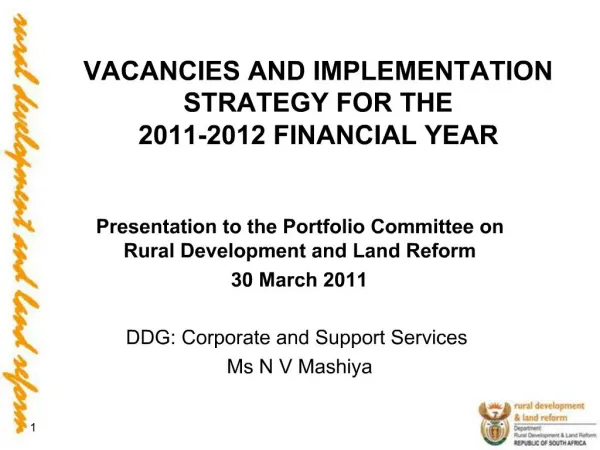 VACANCIES AND IMPLEMENTATION STRATEGY FOR THE 2011-2012 FINANCIAL YEAR