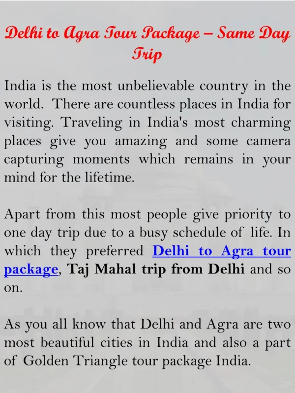 delhi to agra tour package same day trip