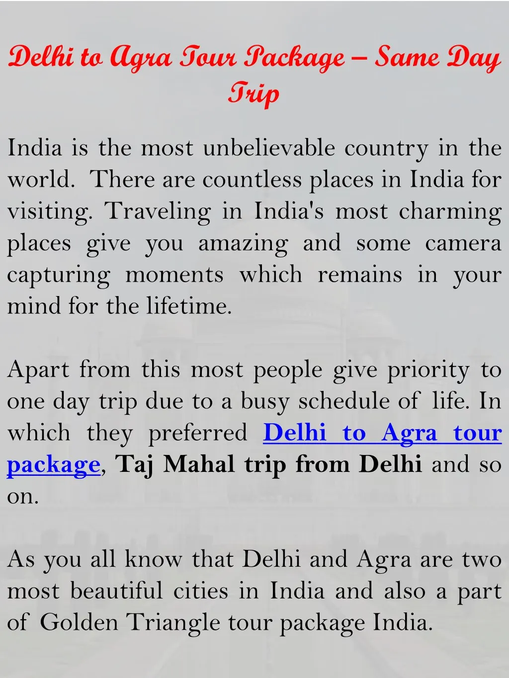 delhi to agra tour package same day trip