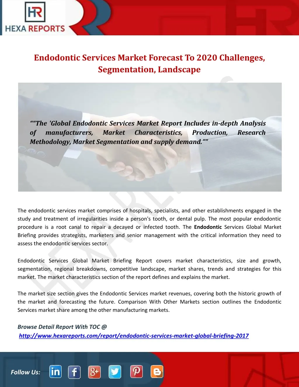 endodontic services market forecast to 2020
