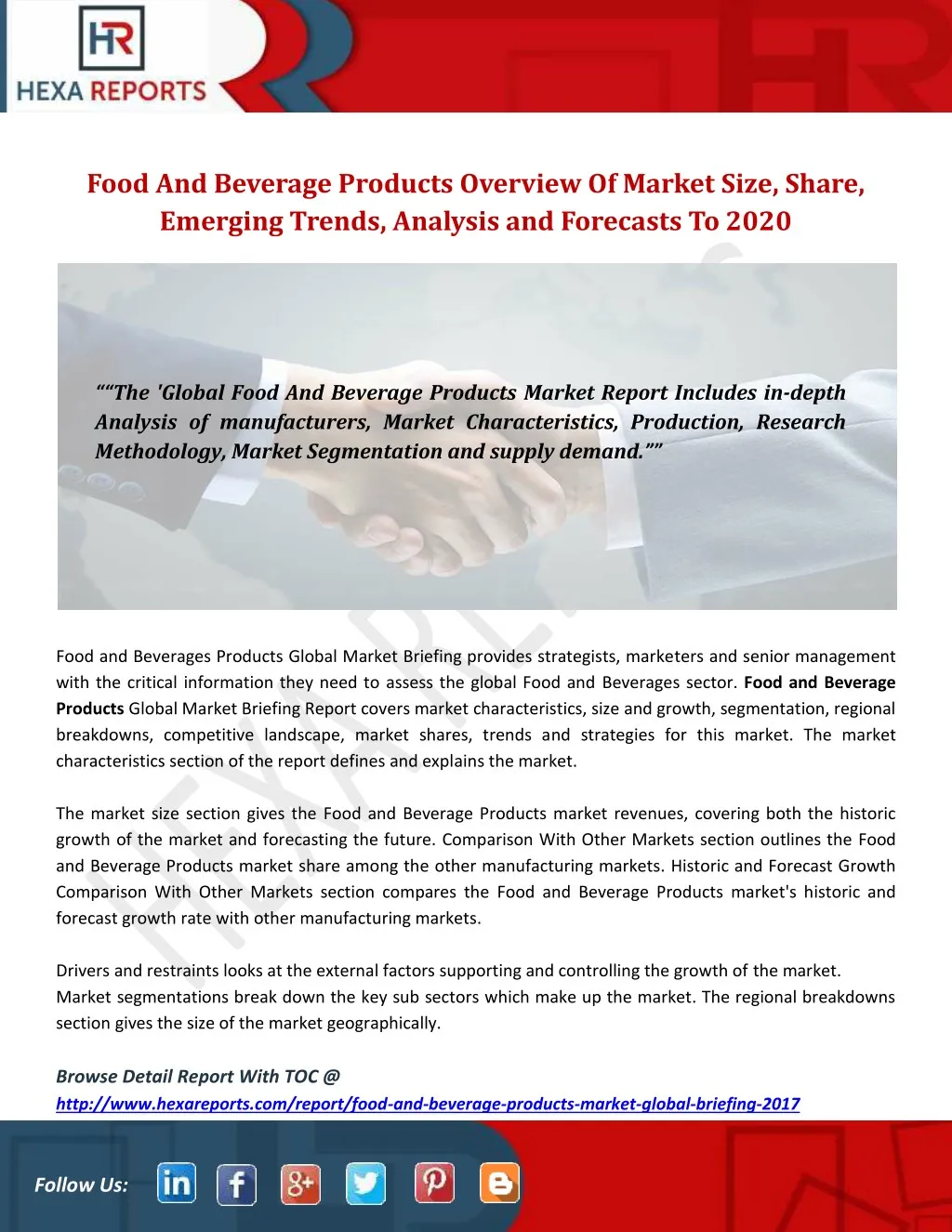 food and beverage products overview of market