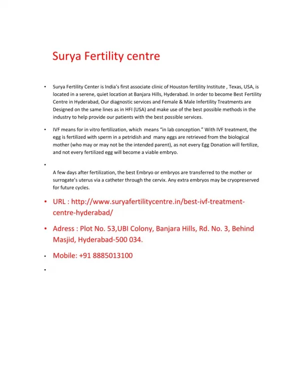 IVF Treatment in Hyderabad