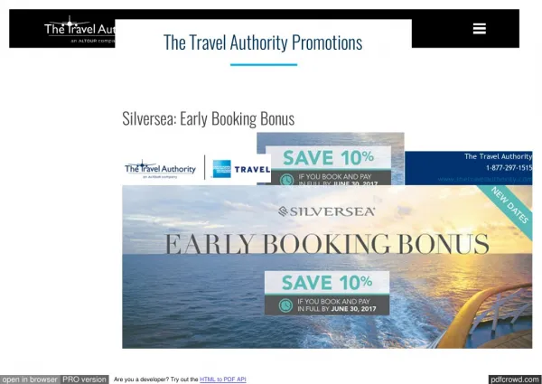 Silversea: Early Booking Bonus