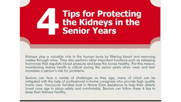 4 Tips for Protecting the Kidneys in the Senior Years
