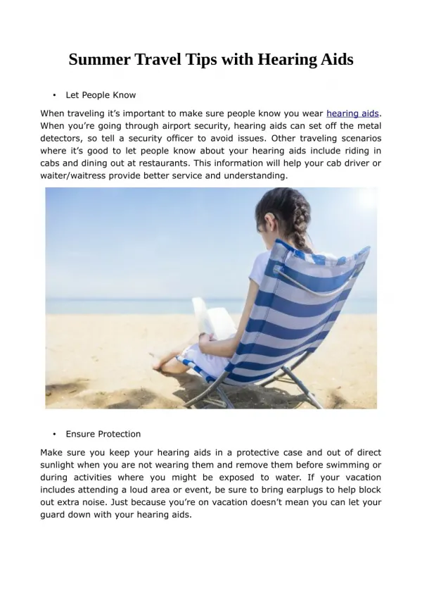 Summer Travel Tips with Hearing Aids