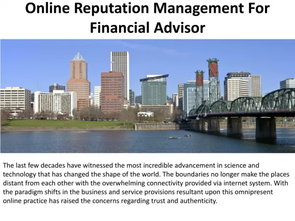 Online Reputation Management For Financial Advisor