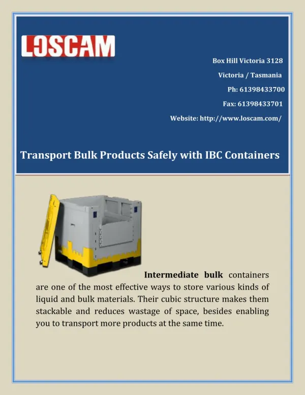 Transport Bulk Products Safely with IBC containers