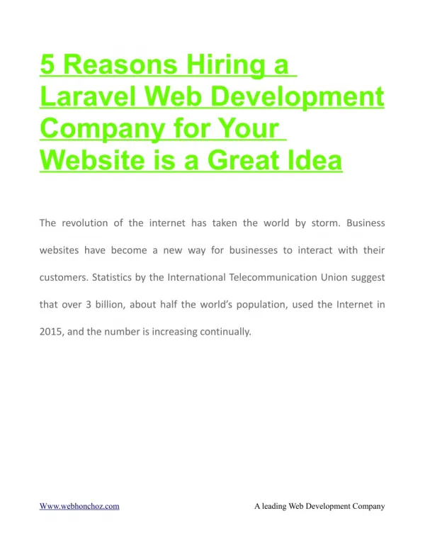 5 Reasons Hiring a Laravel Web Development Company for Your Website is a Great Idea