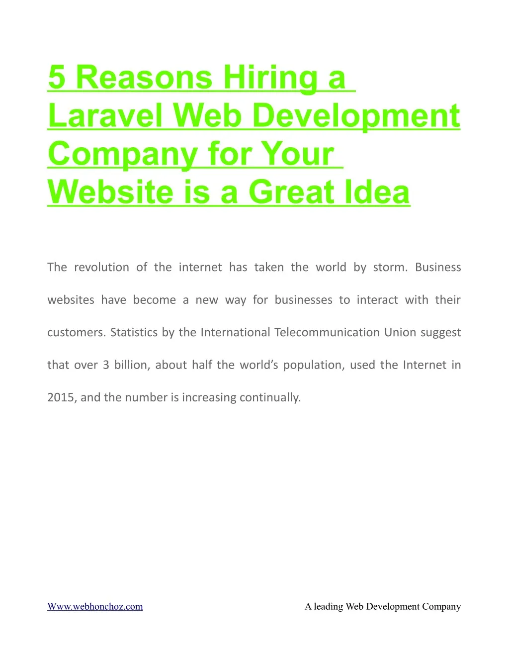 5 reasons hiring a laravel web development