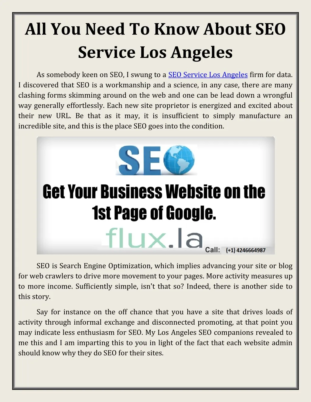 all you need to know about seo service los angeles