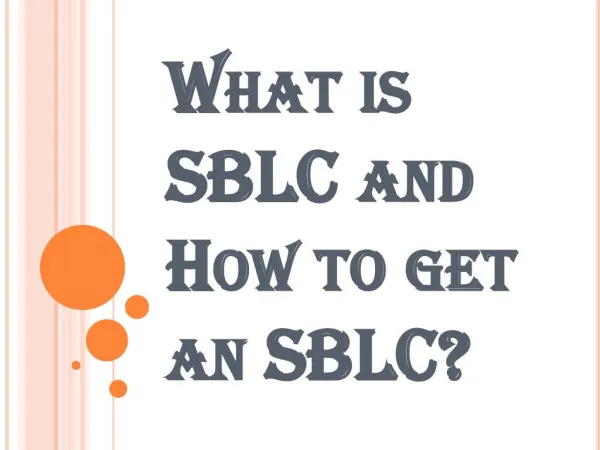 Meaning of SBLC and How to get an SBLC?