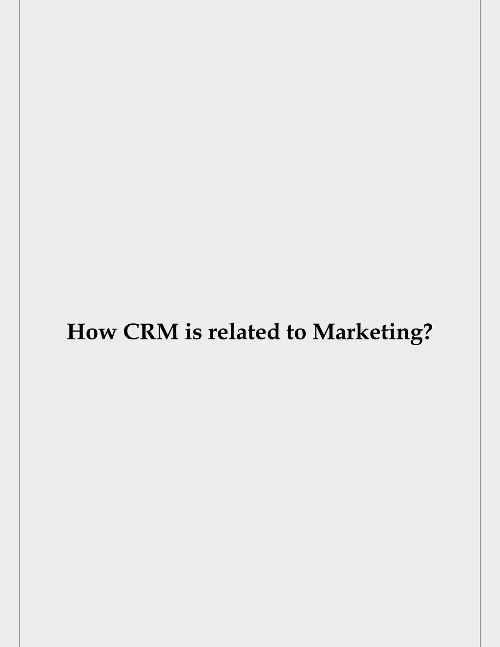 how crm is related to marketing