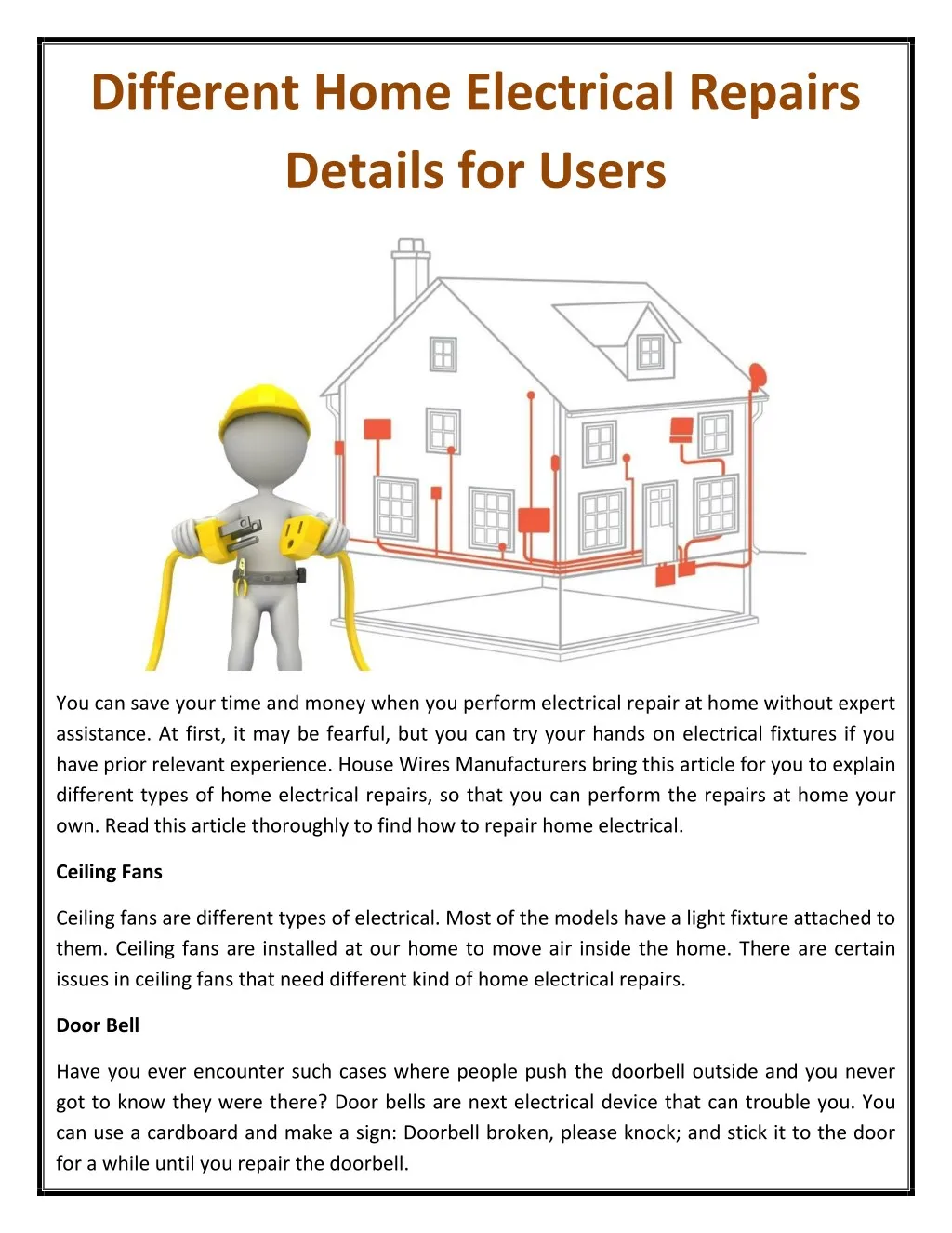 different home electrical repairs details