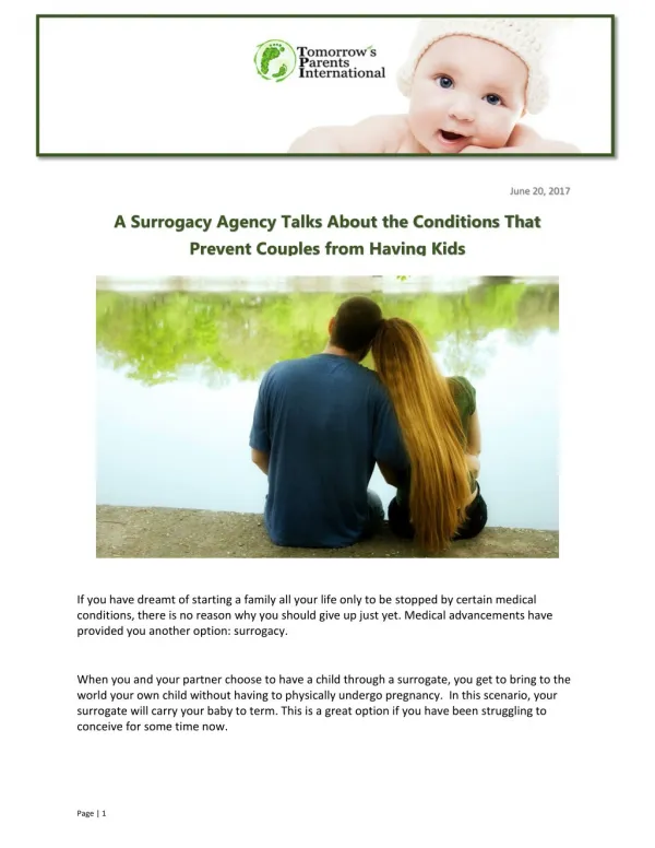 A Surrogacy Agency Talks About the Conditions That Prevent Couples from Having Kids