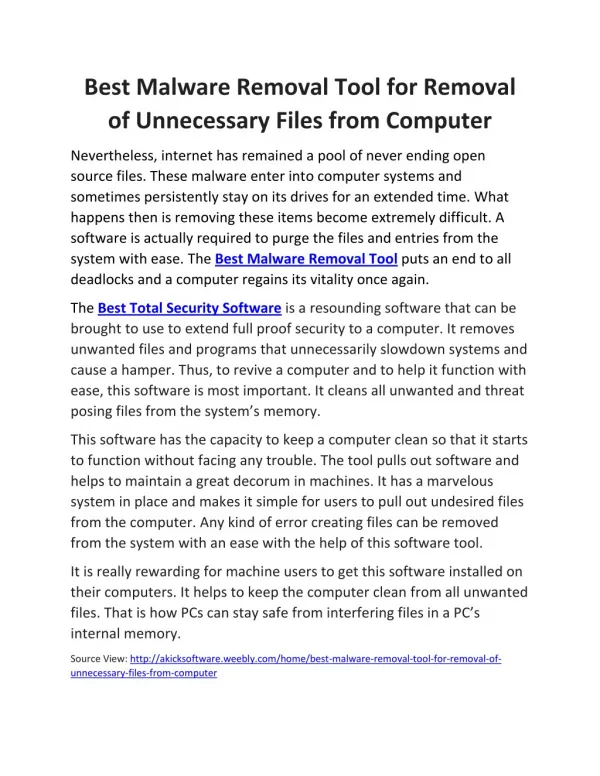 Best Malware Removal Tool for Removal of Unnecessary Files from Computer