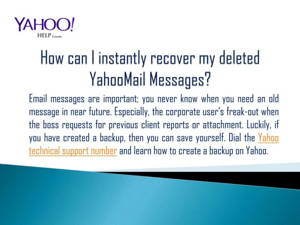 How can I instantly recover my deleted YahooMail Messages?