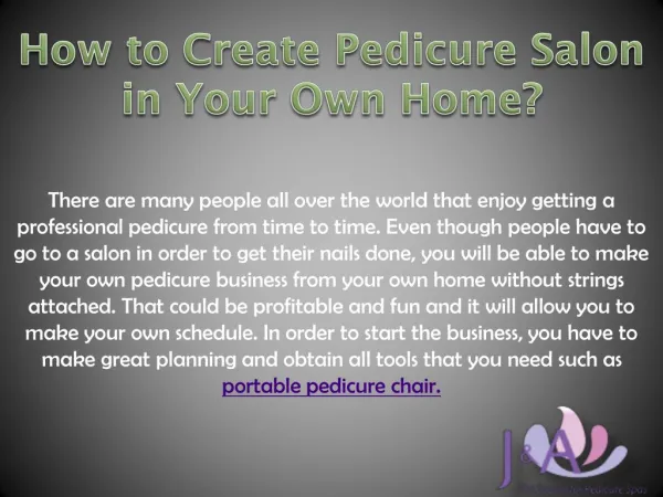 How to Create Pedicure Salon in Your Own Home?