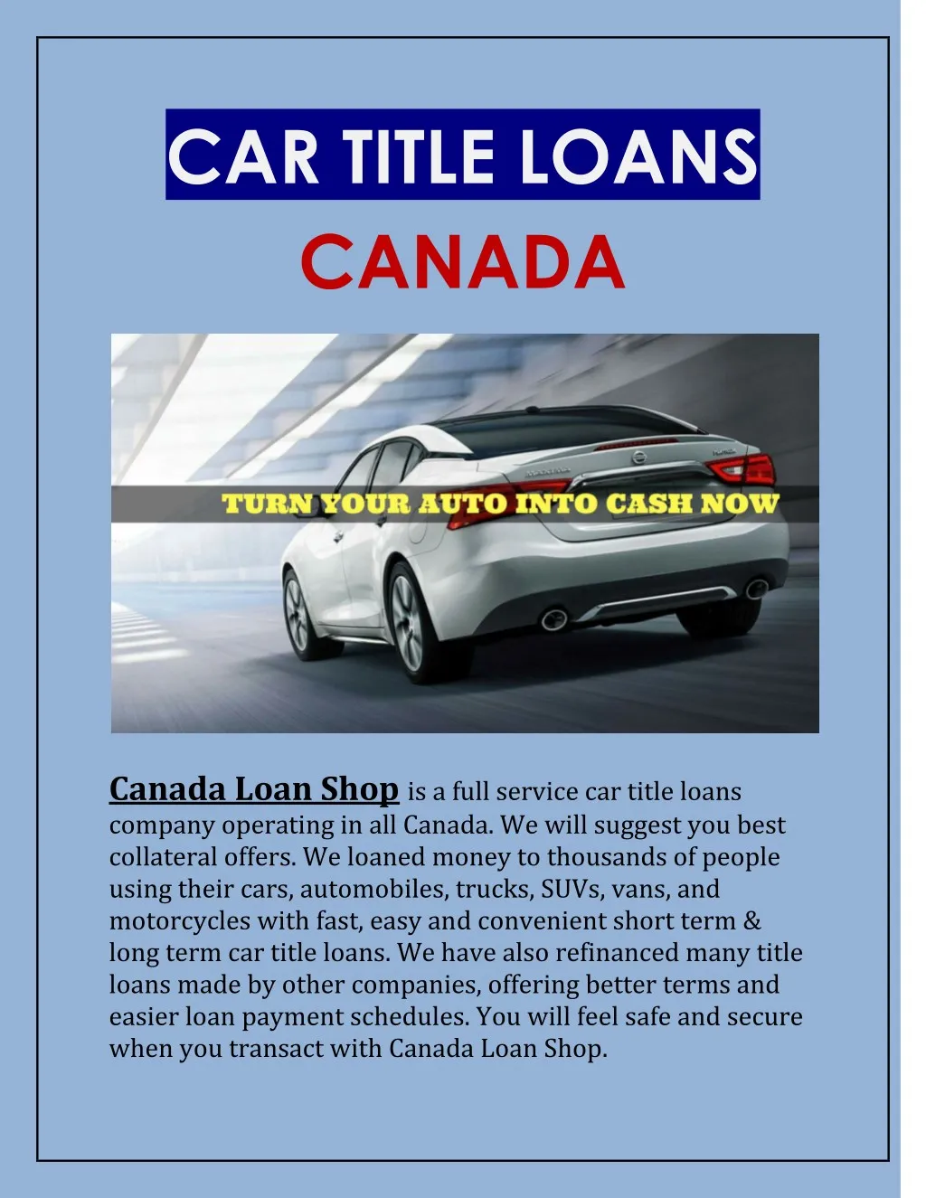 car title loans canada