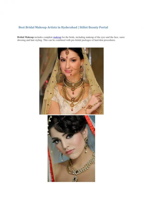 Best Bridal Makeup Artists in Hyderab | stilist Beauty Portal