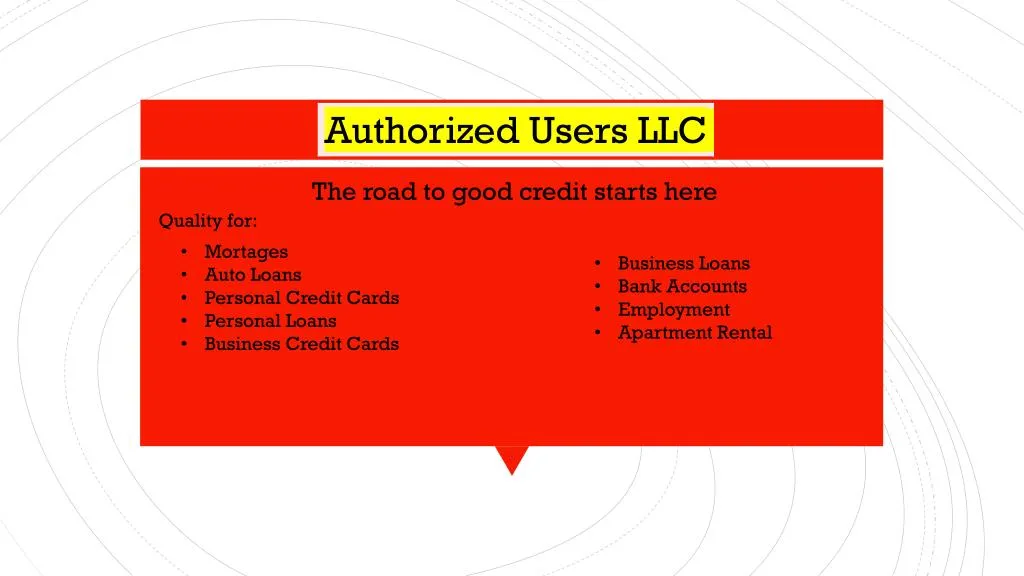 the road to good credit starts here