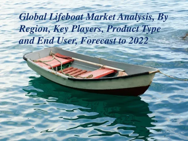 Global Lifeboat Market Analysis, By Region, Key Players, Product Type and End User, Forecast to 2022