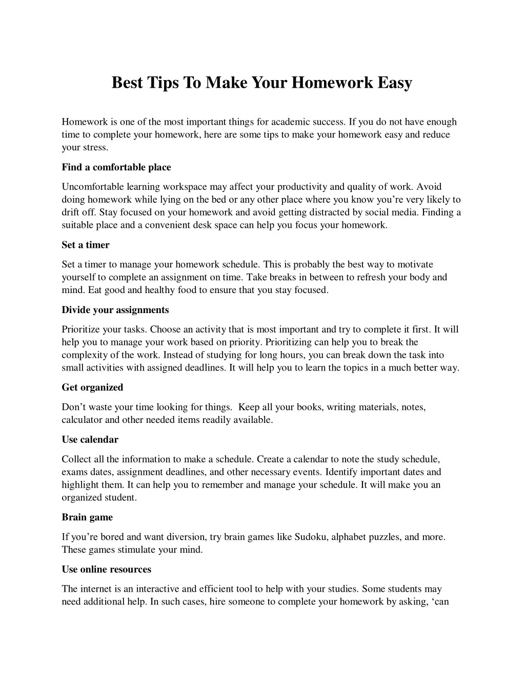 best tips to make your homework easy