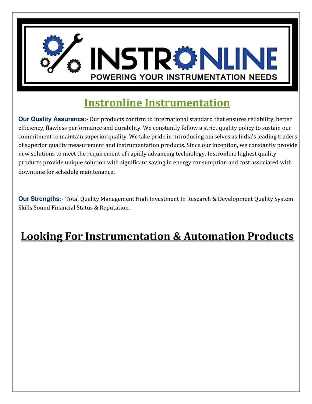 instronline instrumentation