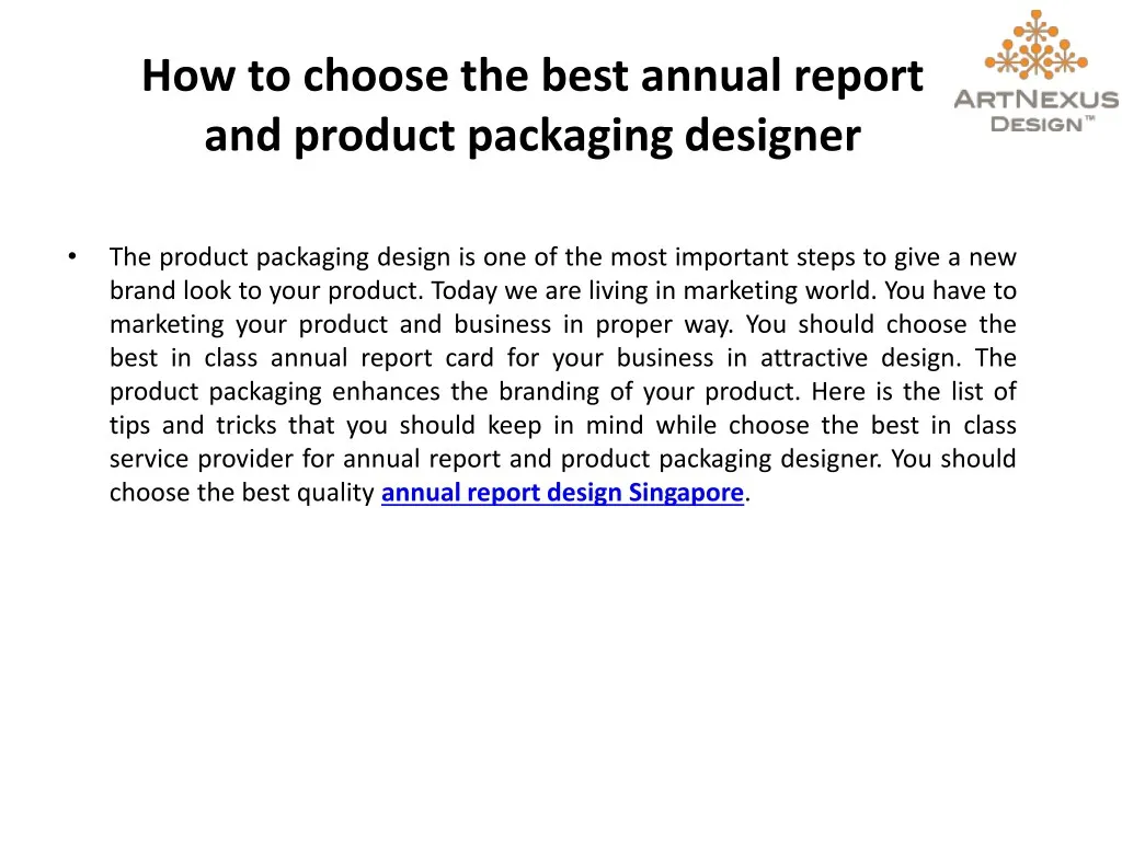 how to choose the best annual report and product