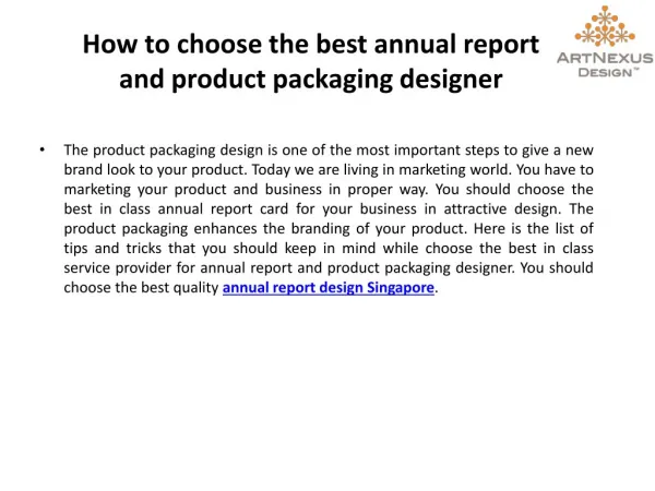 How To Choose The Best Annual Report And Product Packaging Designer