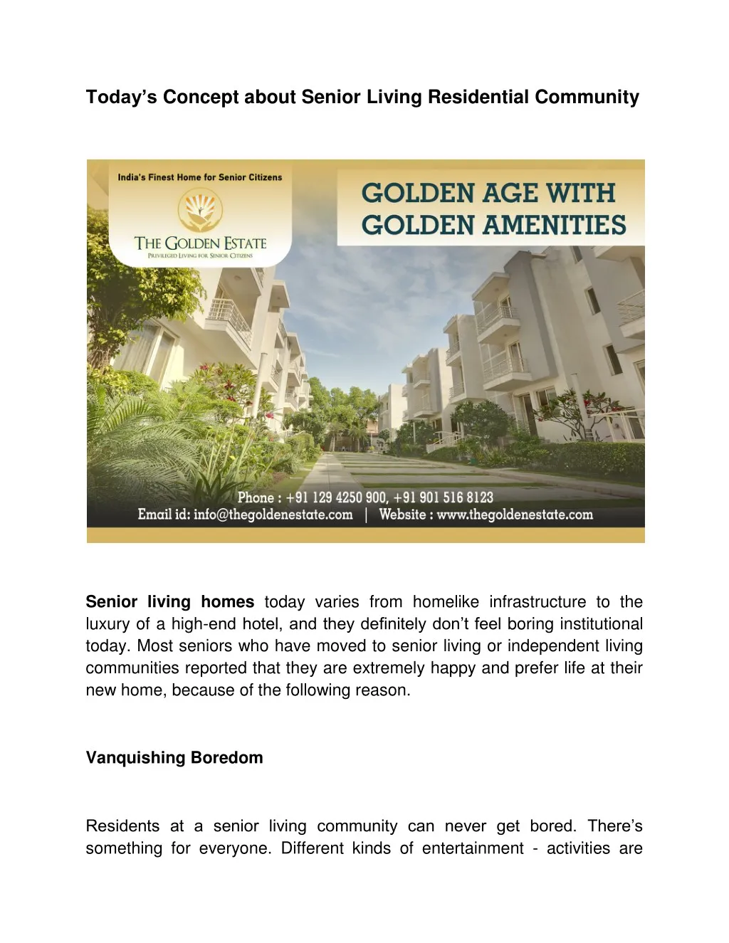 today s concept about senior living residential
