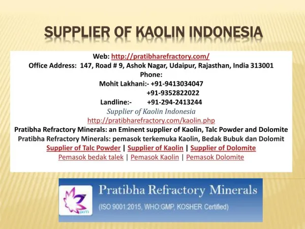Supplier of kaolin Indonesia
