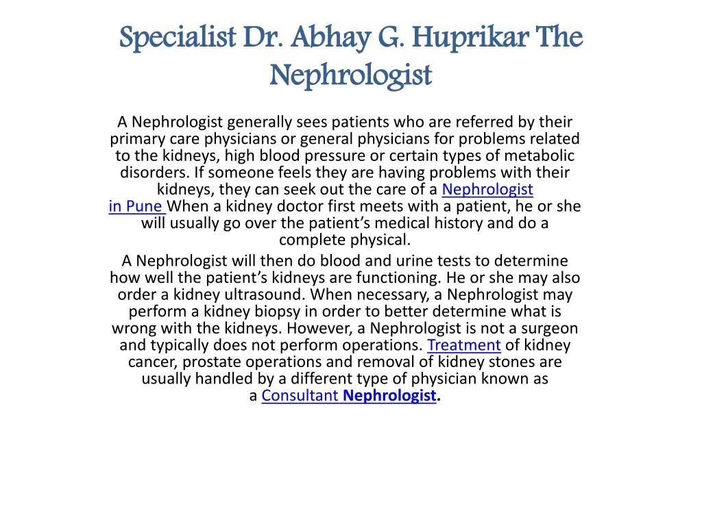 specialist dr abhay g huprikar the nephrologist