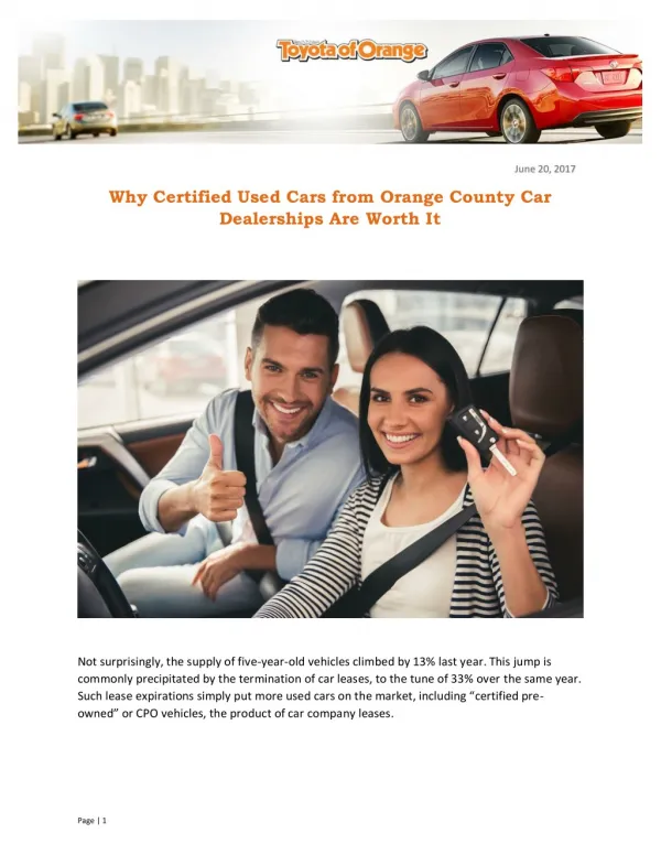 Why Certified Used Cars from Orange County Car Dealerships Are Worth It