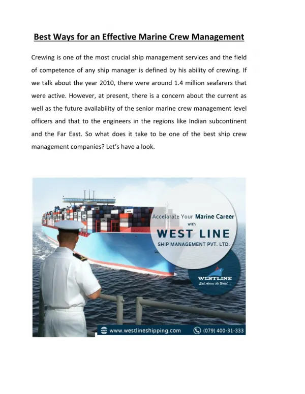 Find The Most Experience Marine Crew Management Company