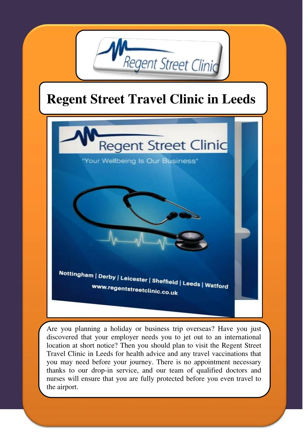 regent street travel clinic in leeds