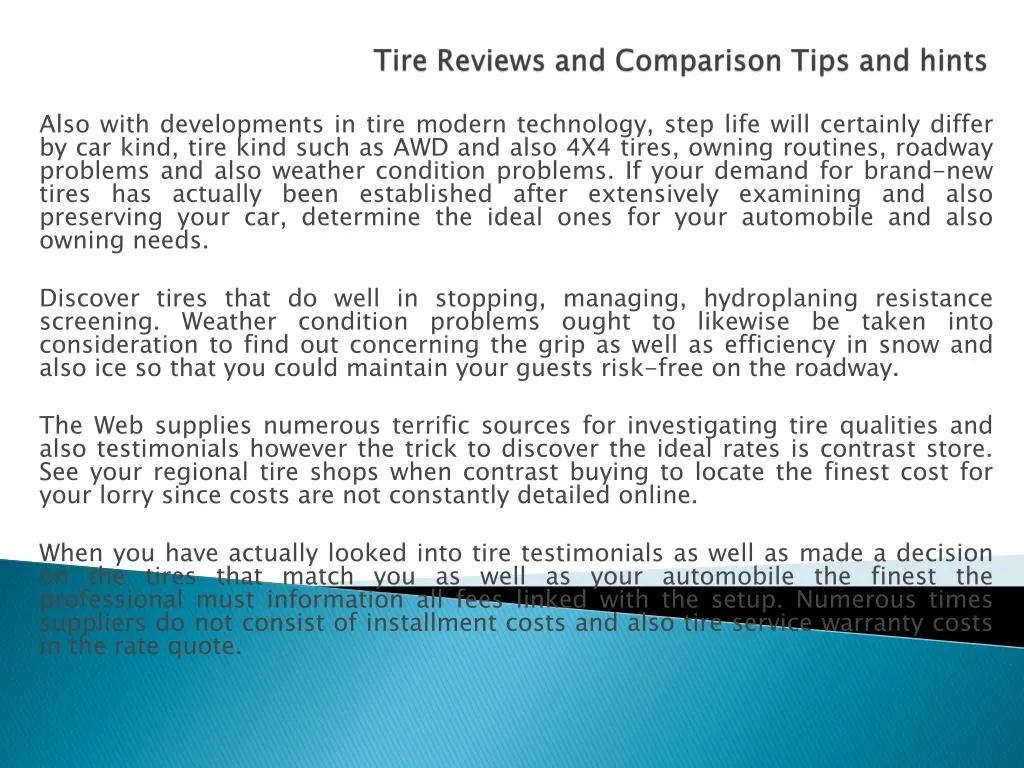 tire reviews and comparison tips and hints