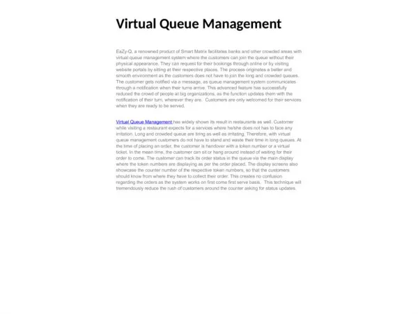 Virtual queue management