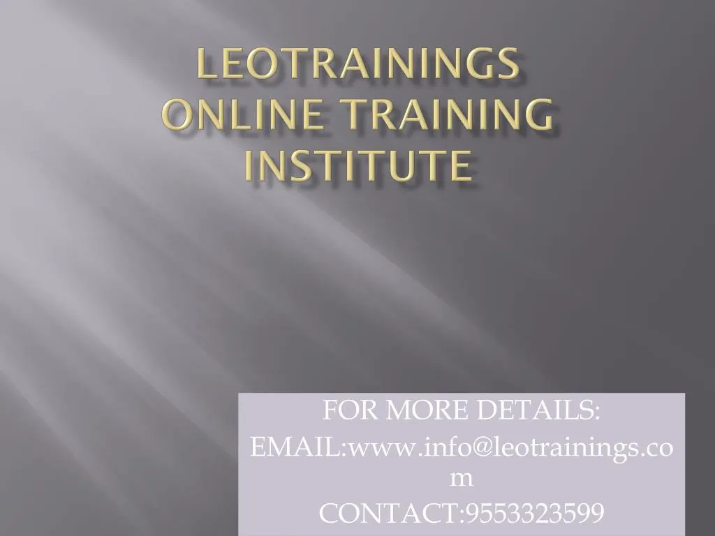 leotrainings online training institute