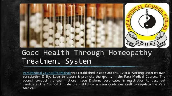 Good Health Through Homeopathy Treatment System