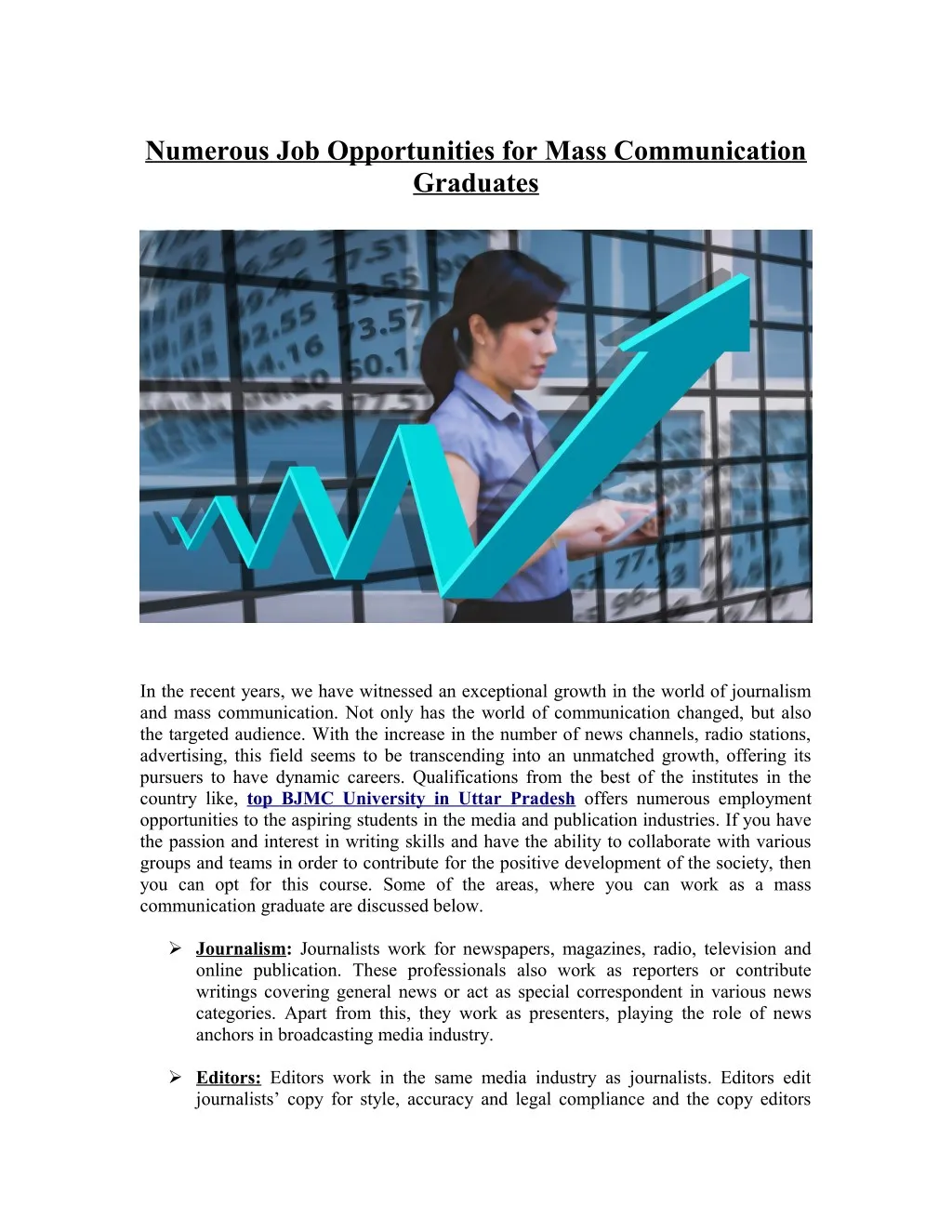 numerous job opportunities for mass communication